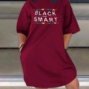 Letter Print Casual Loose Dress